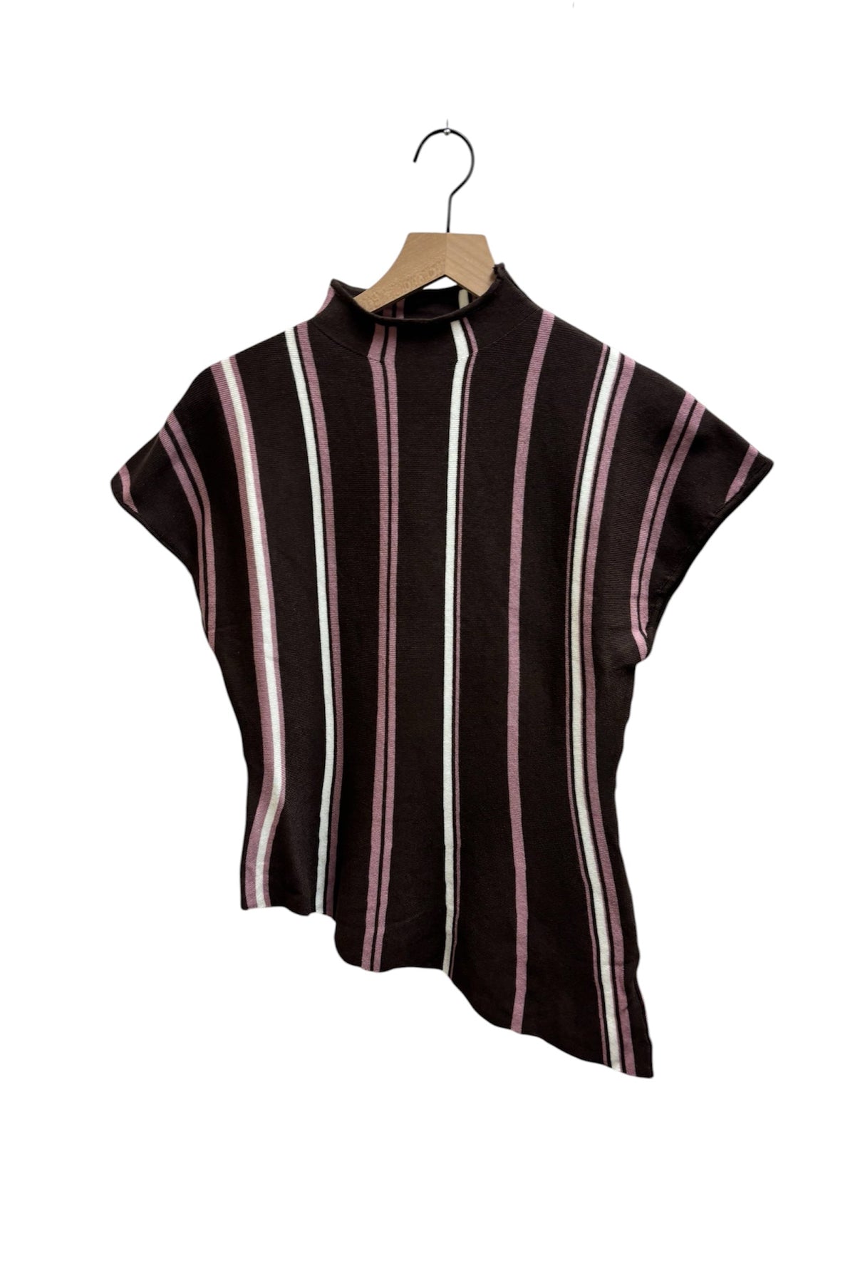 Stripe Asymmetric Knit Top