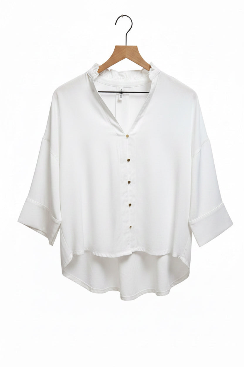 Ruffle V Neck Bun Down Top