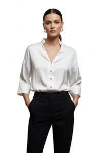 Ruffle V Neck Bun Down Top