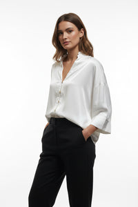 Ruffle V Neck Bun Down Top