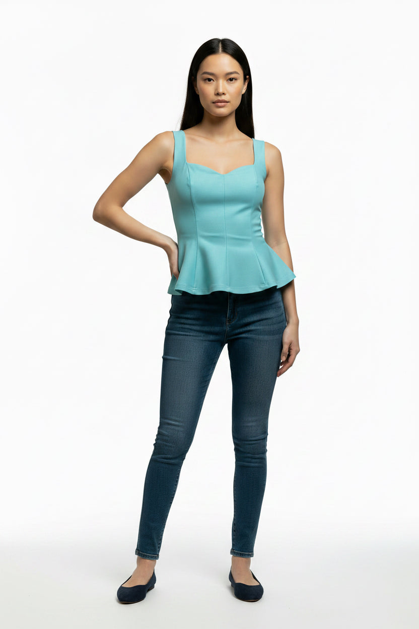 Solid Peplum Fitted Top