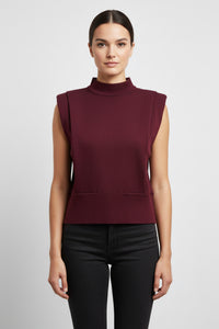 High Neck Slvless Solid Top