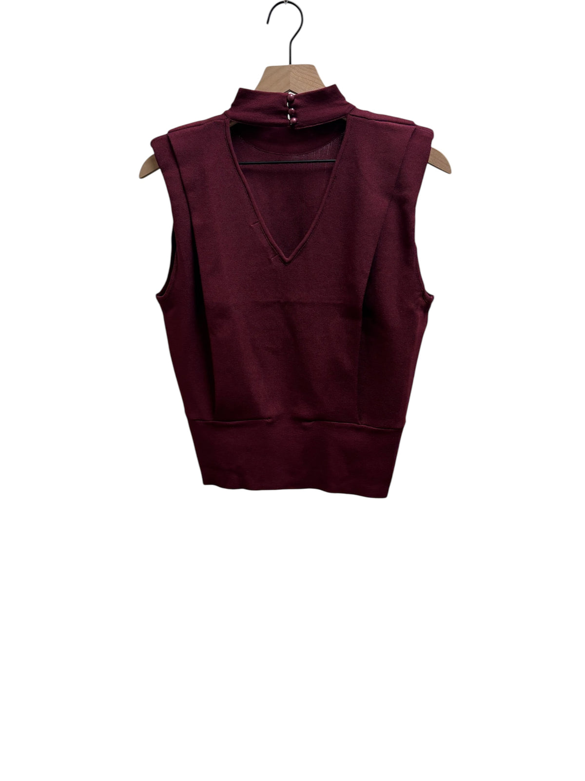 High Neck Slvless Solid Top