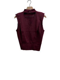 High Neck Slvless Solid Top