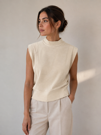 High Neck Slvless Solid Top