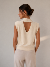 High Neck Slvless Solid Top