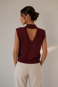 High Neck Slvless Solid Top