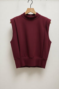 High Neck Slvless Solid Top