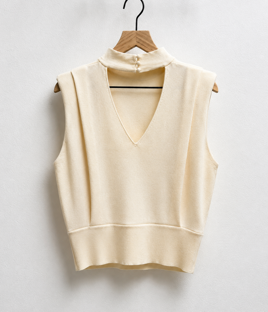 High Neck Slvless Solid Top