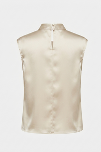 SleeveLess Cowlick Solid Satin Top