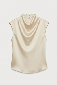 SleeveLess Cowlick Solid Satin Top