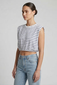 Shoulder Pad Stripe Bubble Top