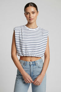 Shoulder Pad Stripe Bubble Top