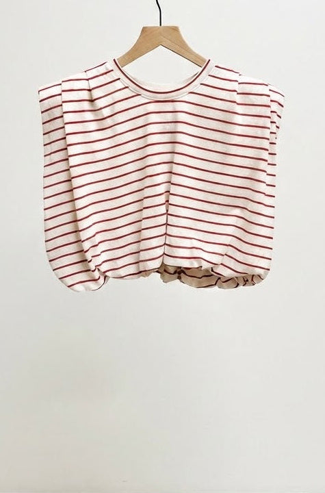 Shoulder Pad Stripe Bubble Top