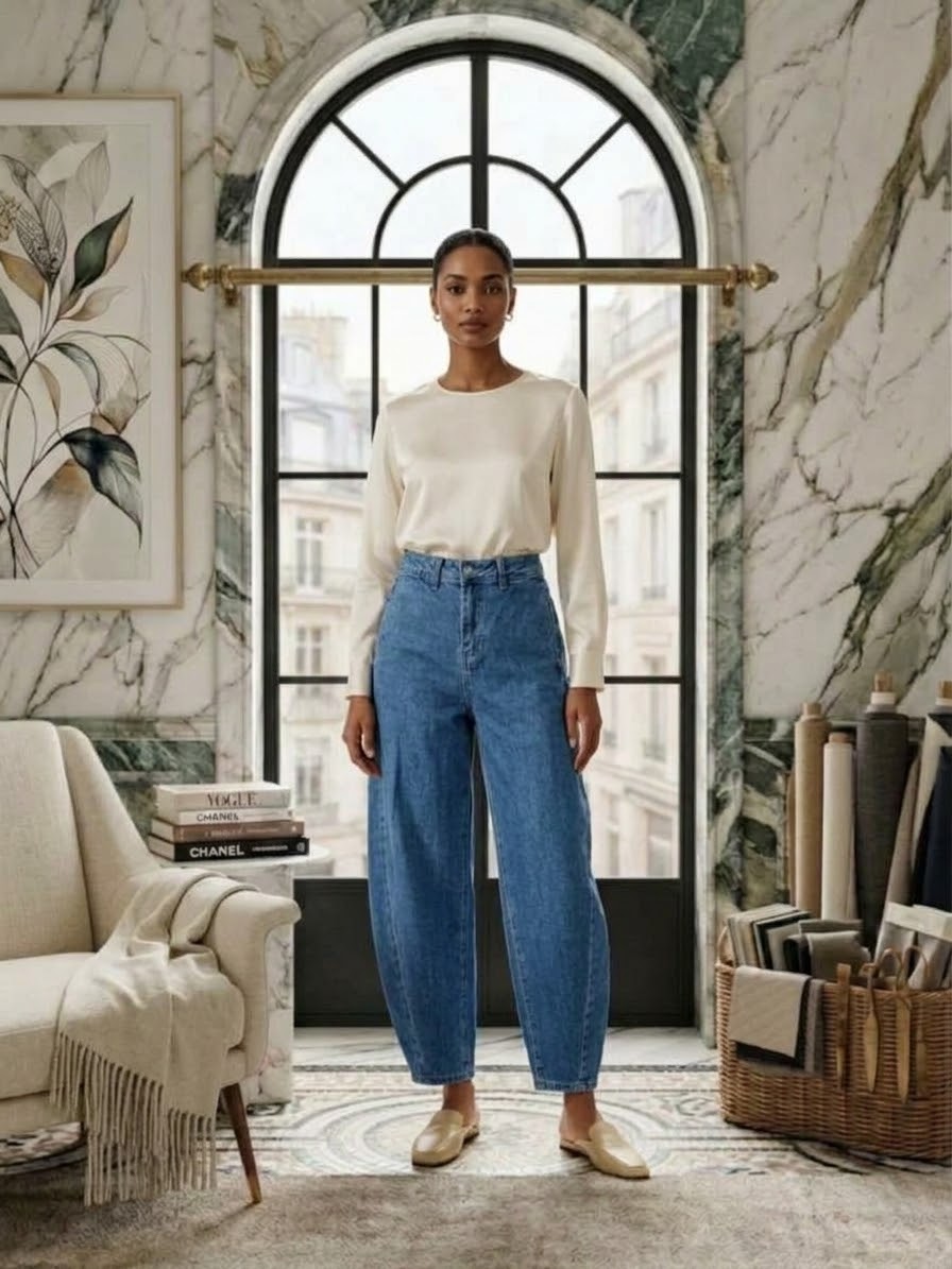 Denim Barrel Pants