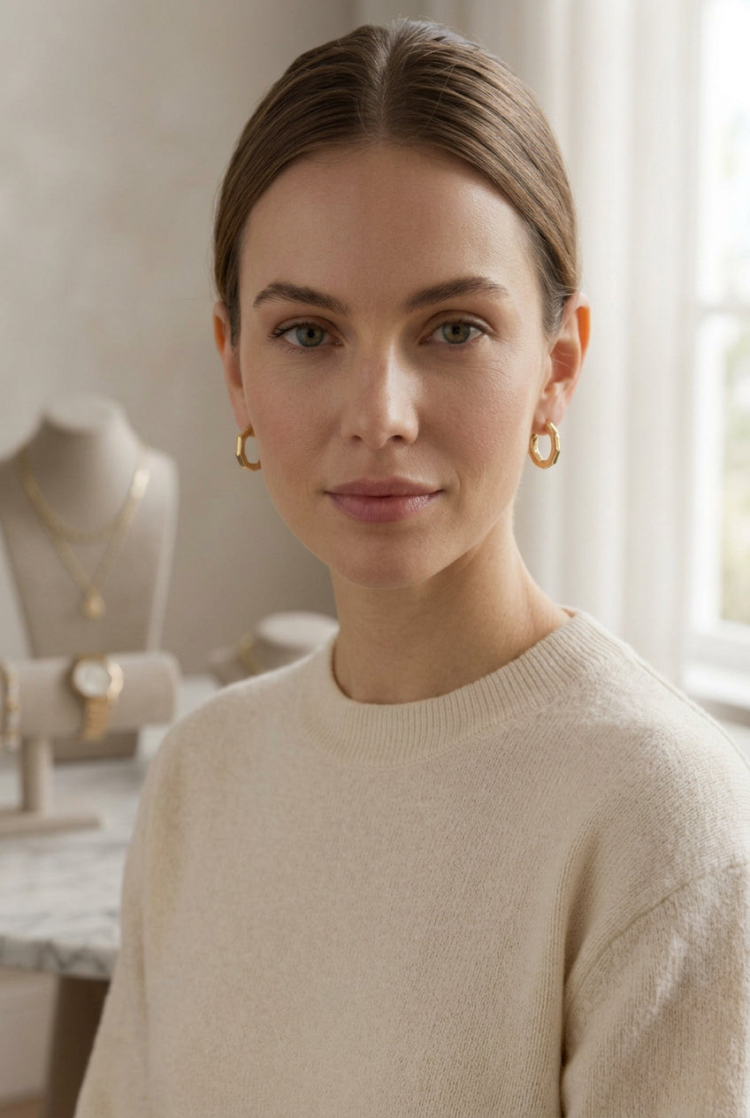 Angular Gold Mini Hoops