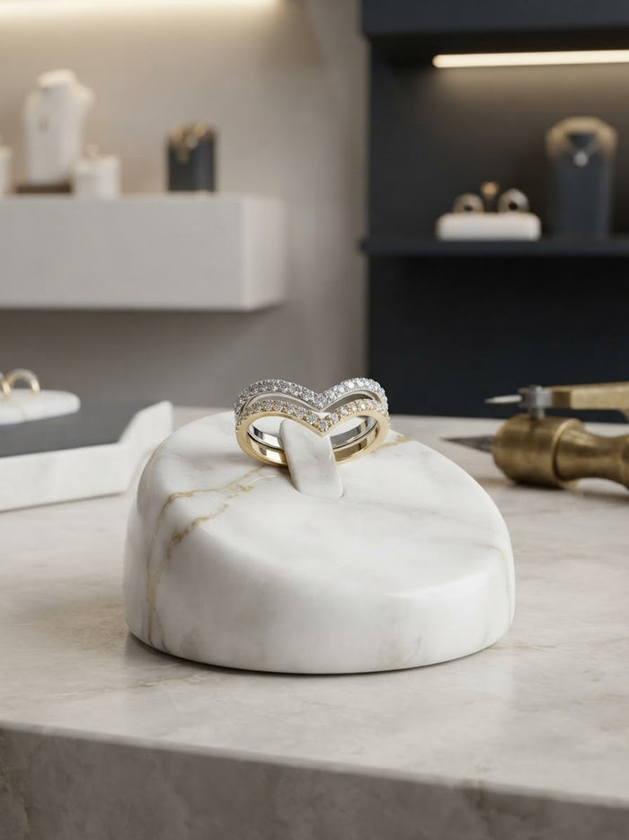 V-Shaped Pavé Ring