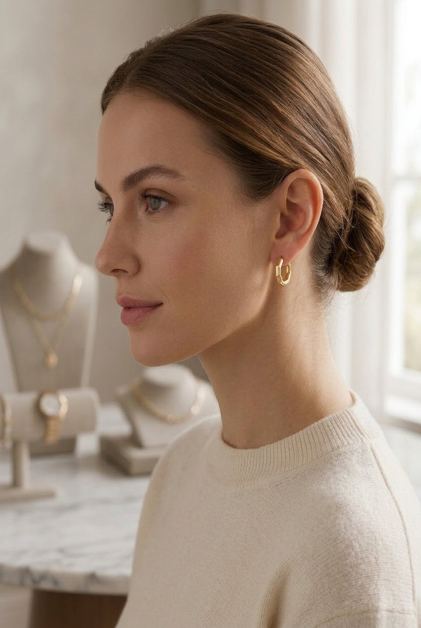 Angular Gold Mini Hoops