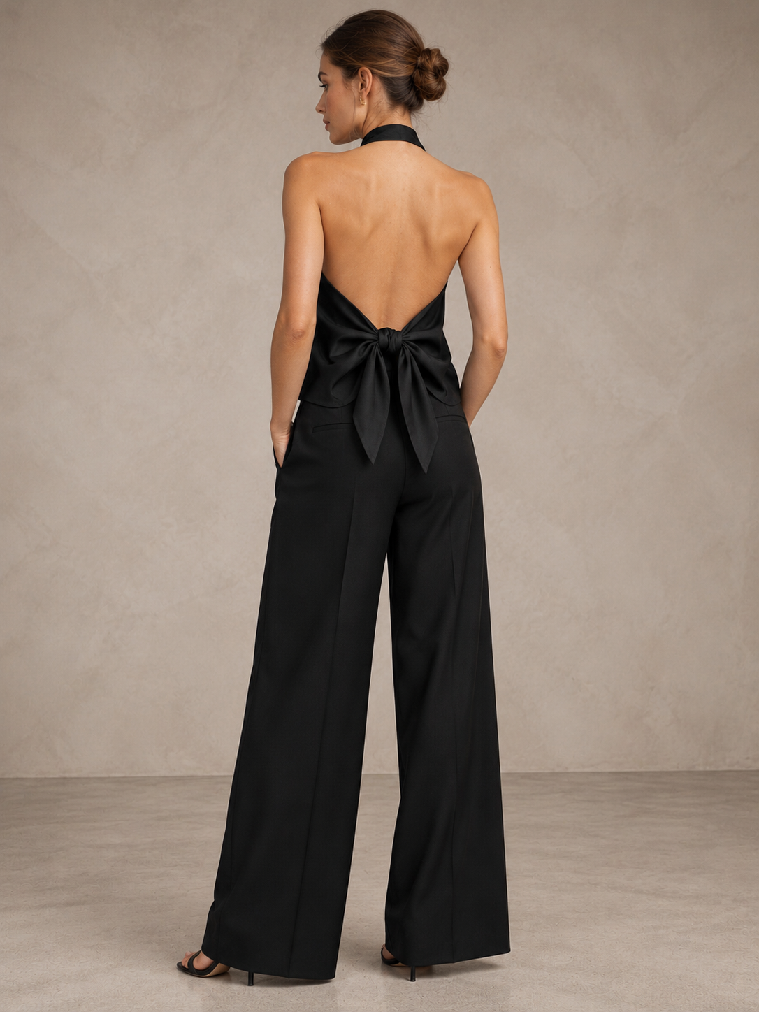 Linen Bead Set Top&Pants Set
