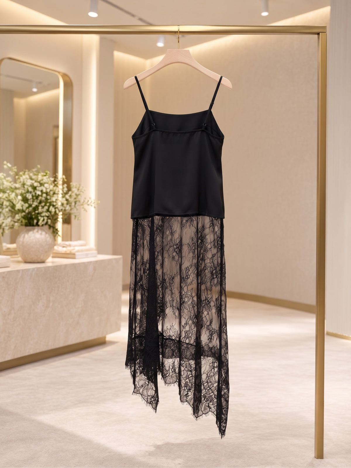 Layered Contrast Long Cami Top