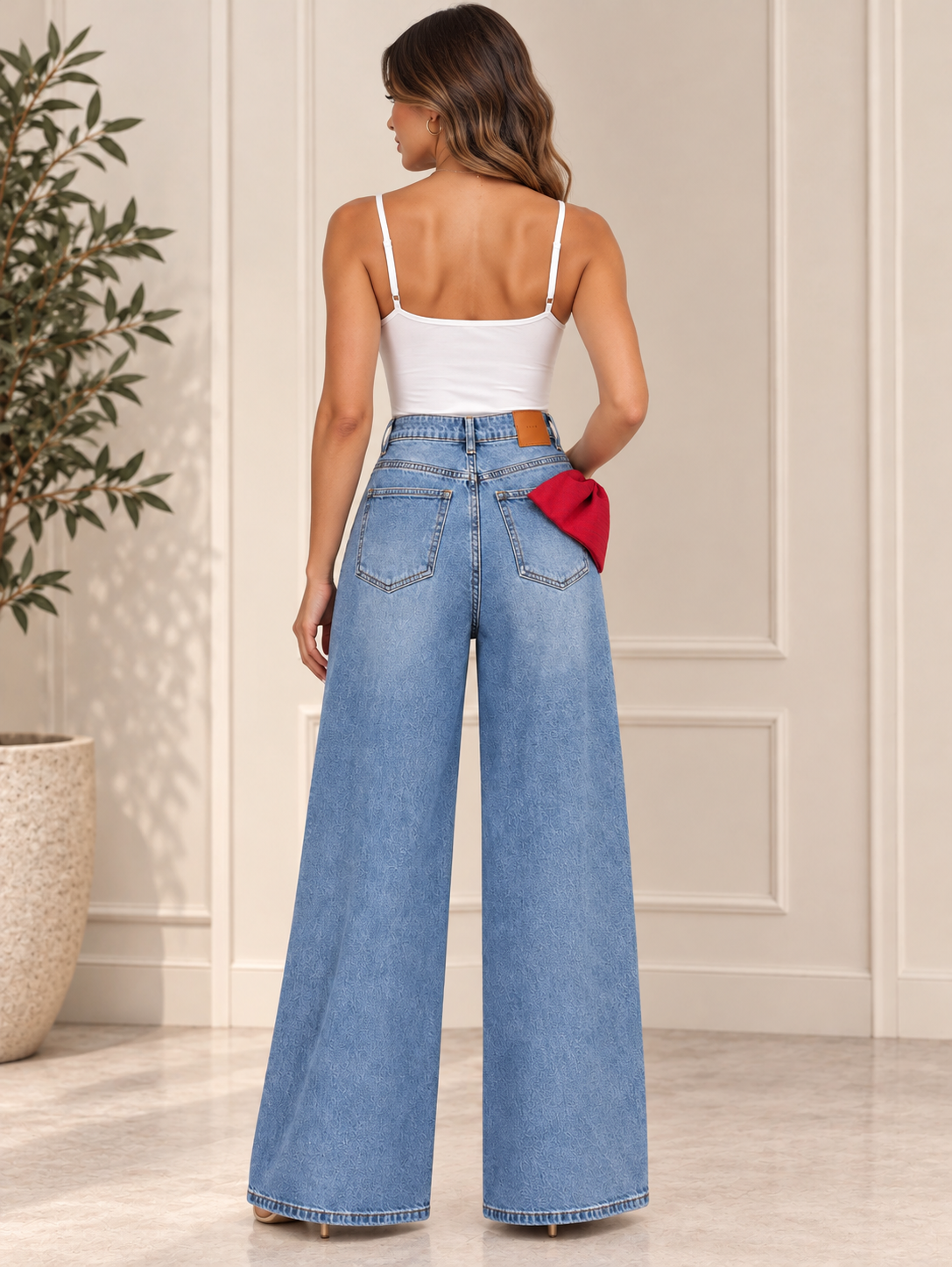 Ribbon Detail Denim Pants