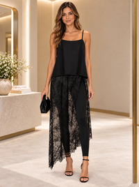Layered Contrast Long Cami Top