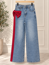 Ribbon Detail Denim Pants