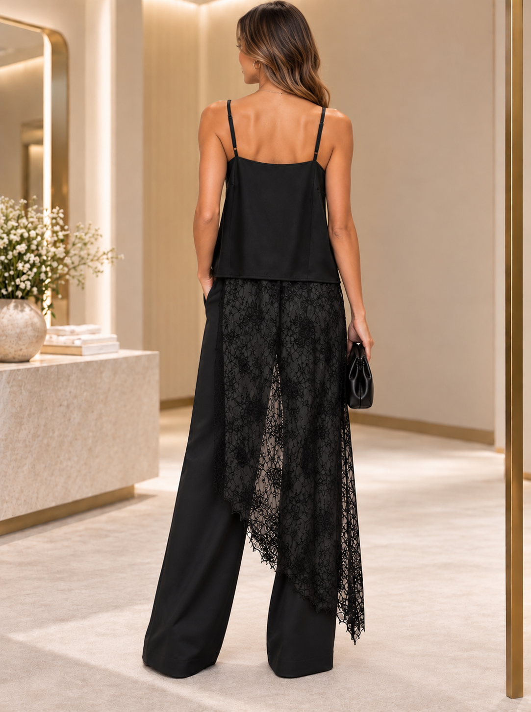 Layered Contrast Long Cami Top