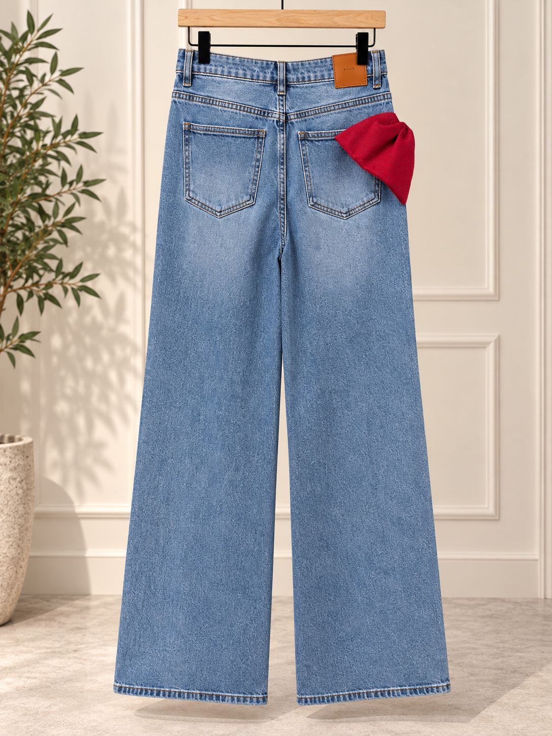 Ribbon Detail Denim Pants