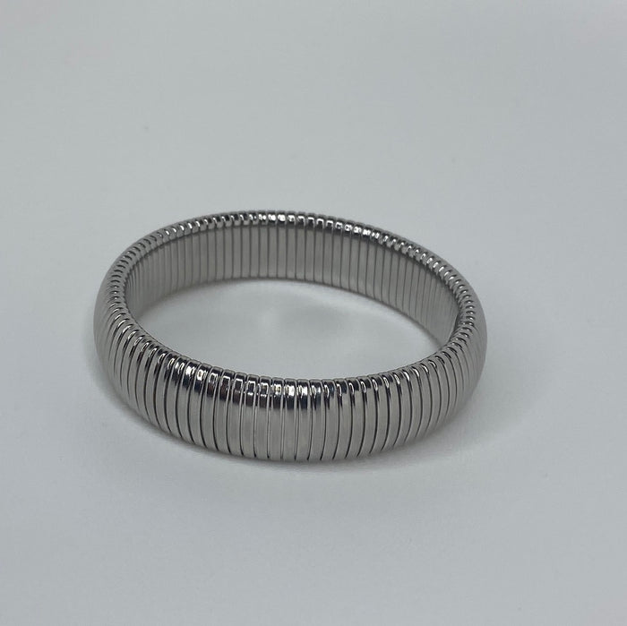Silver Bracelet Cuff Elastic Band/Thick