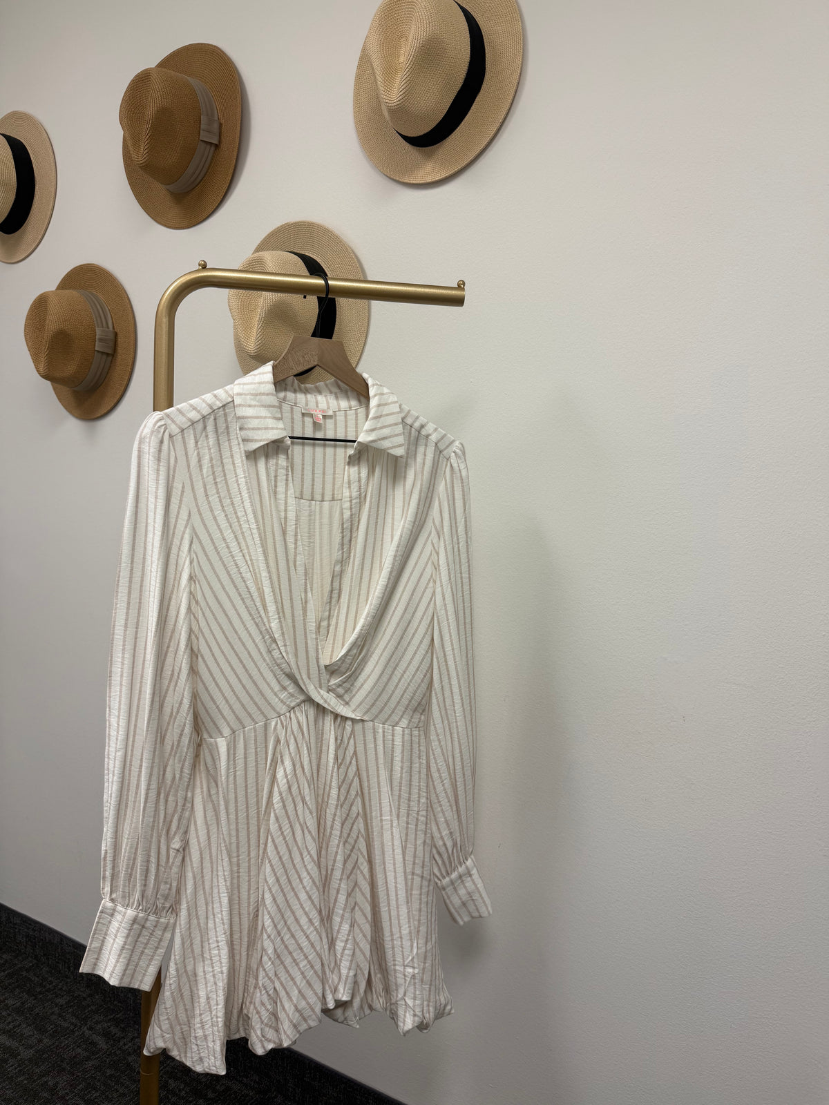 LongSleeve Bubble Stripe Mini Dress