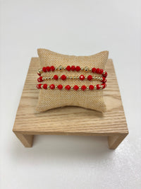 Adjustable Gold & Red Beads - 3 in 1 Bracelet