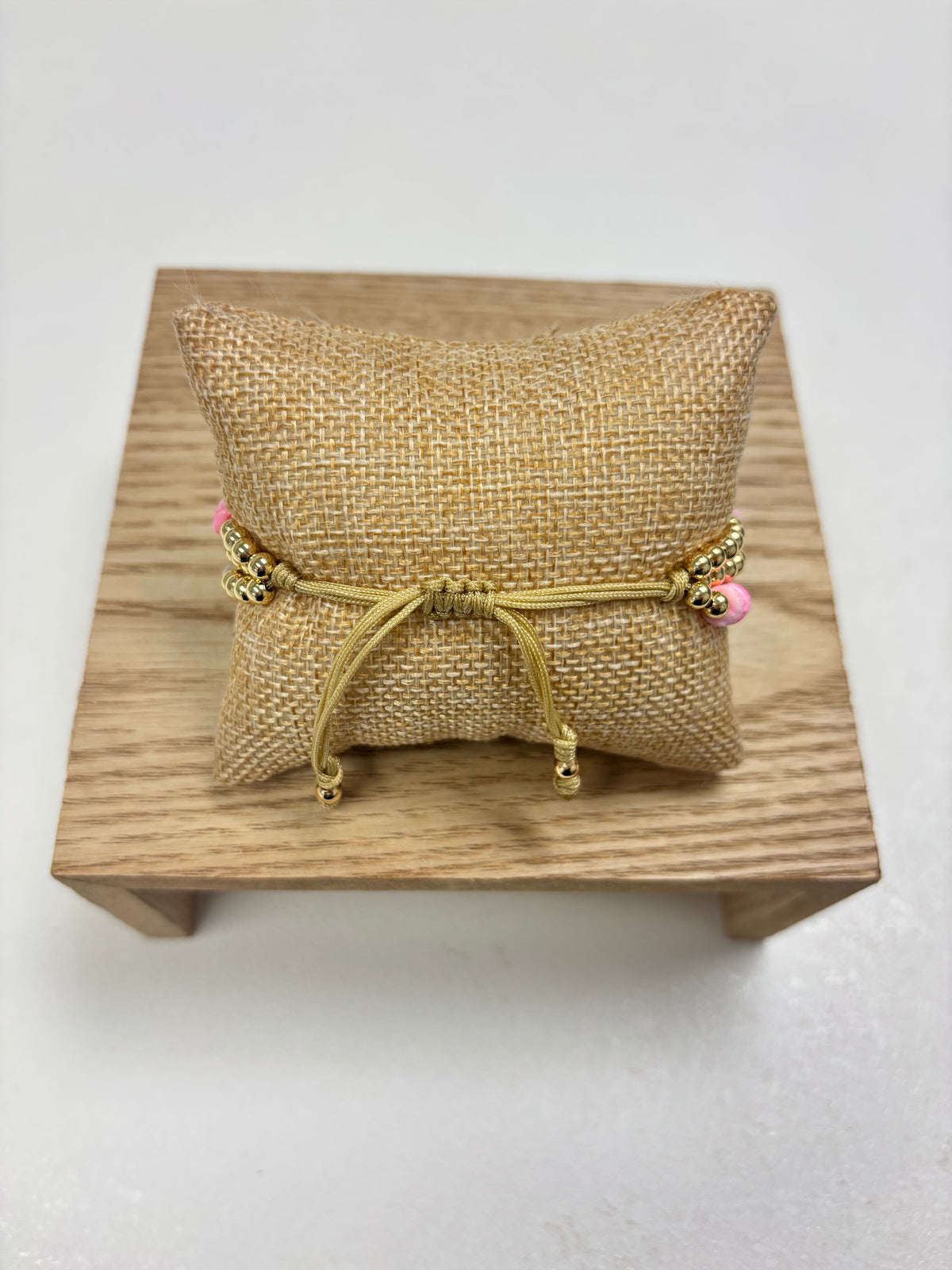 Adjustable Gold, Pink & Pearls Beads - 3 in 1 Bracelet