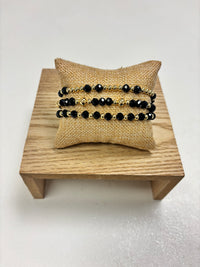 Adjustable Gold & Black Beads - 3 in 1 Bracelet