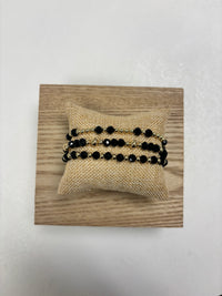 Adjustable Gold & Black Beads - 3 in 1 Bracelet