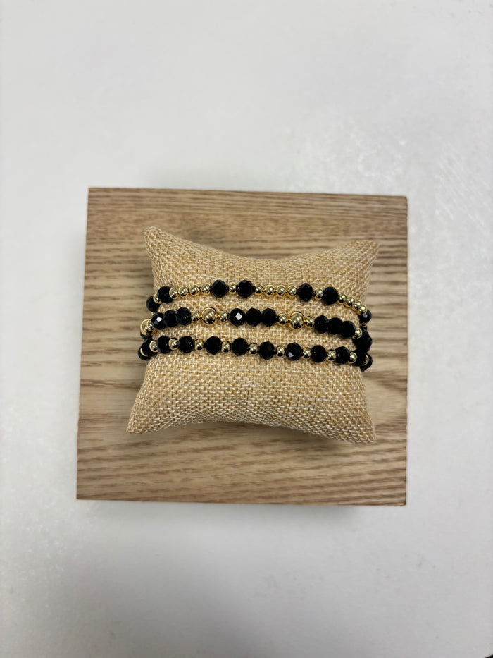 Adjustable Gold & Black Beads - 3 in 1 Bracelet