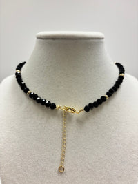 Black Beads with Shiny Small Gold Beads Necklace