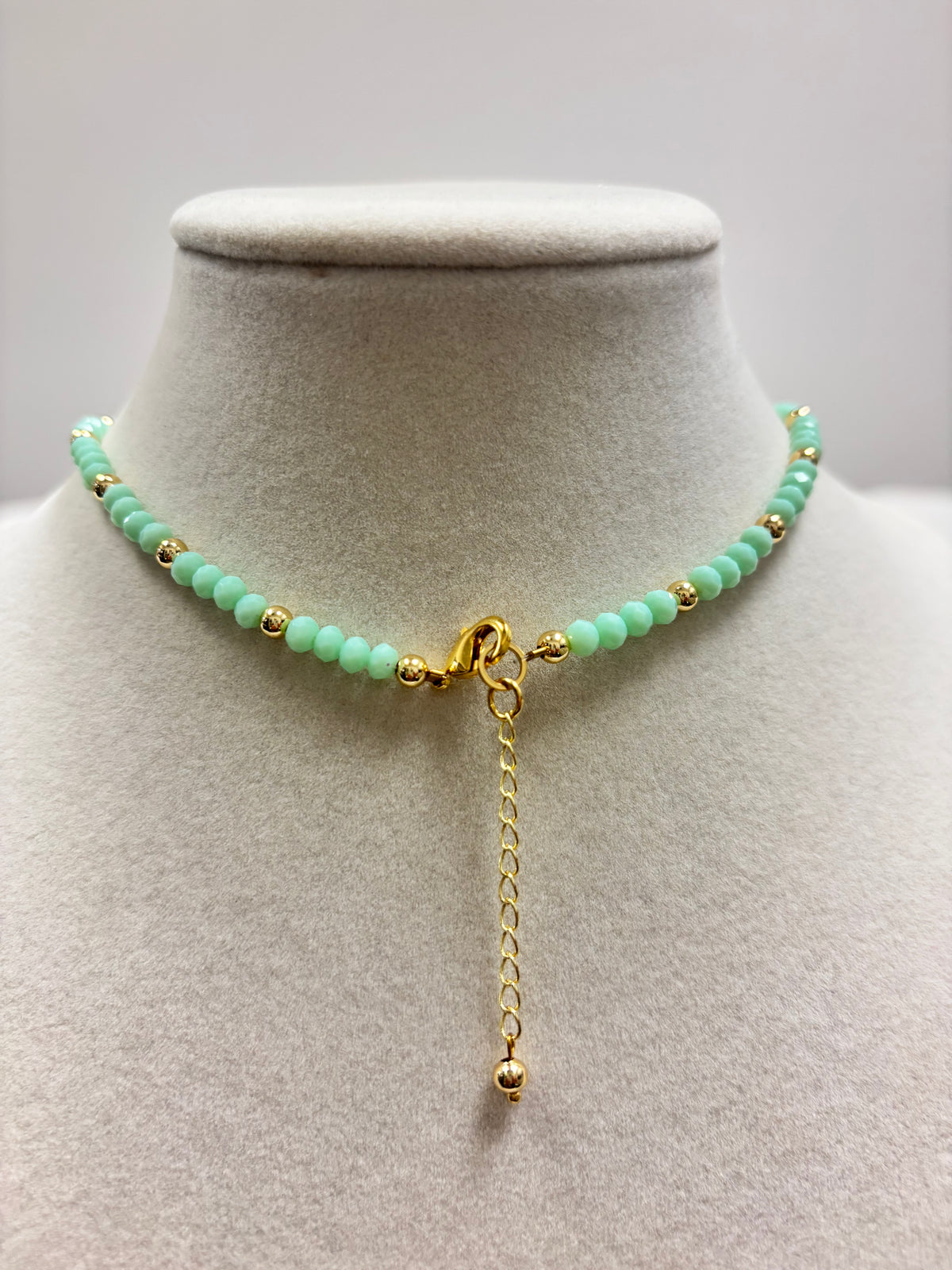 Mermaid's Tale Beads With Shiny Small Gold Beads & Leaf Clover Necklace