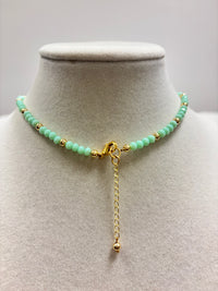 Mermaid's Tale Beads With Shiny Small Gold Beads & Leaf Clover Necklace