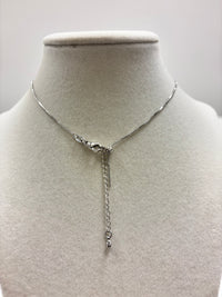 Silver Chain W/Mini Flowers Heart Claps Necklace