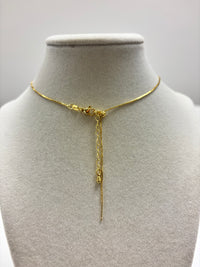 Adjustable Golden Chain W/Silver Heart Pendant Necklace