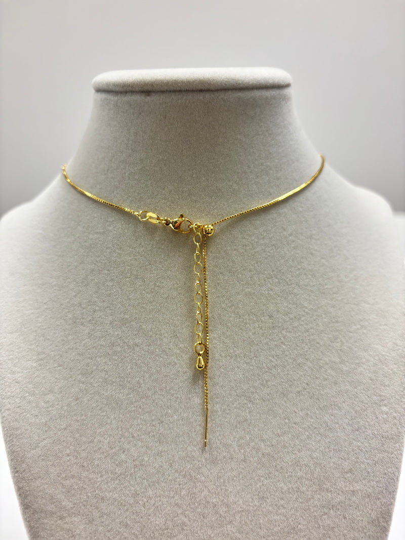 Adjustable Golden Chain W/Silver Heart Pendant Necklace