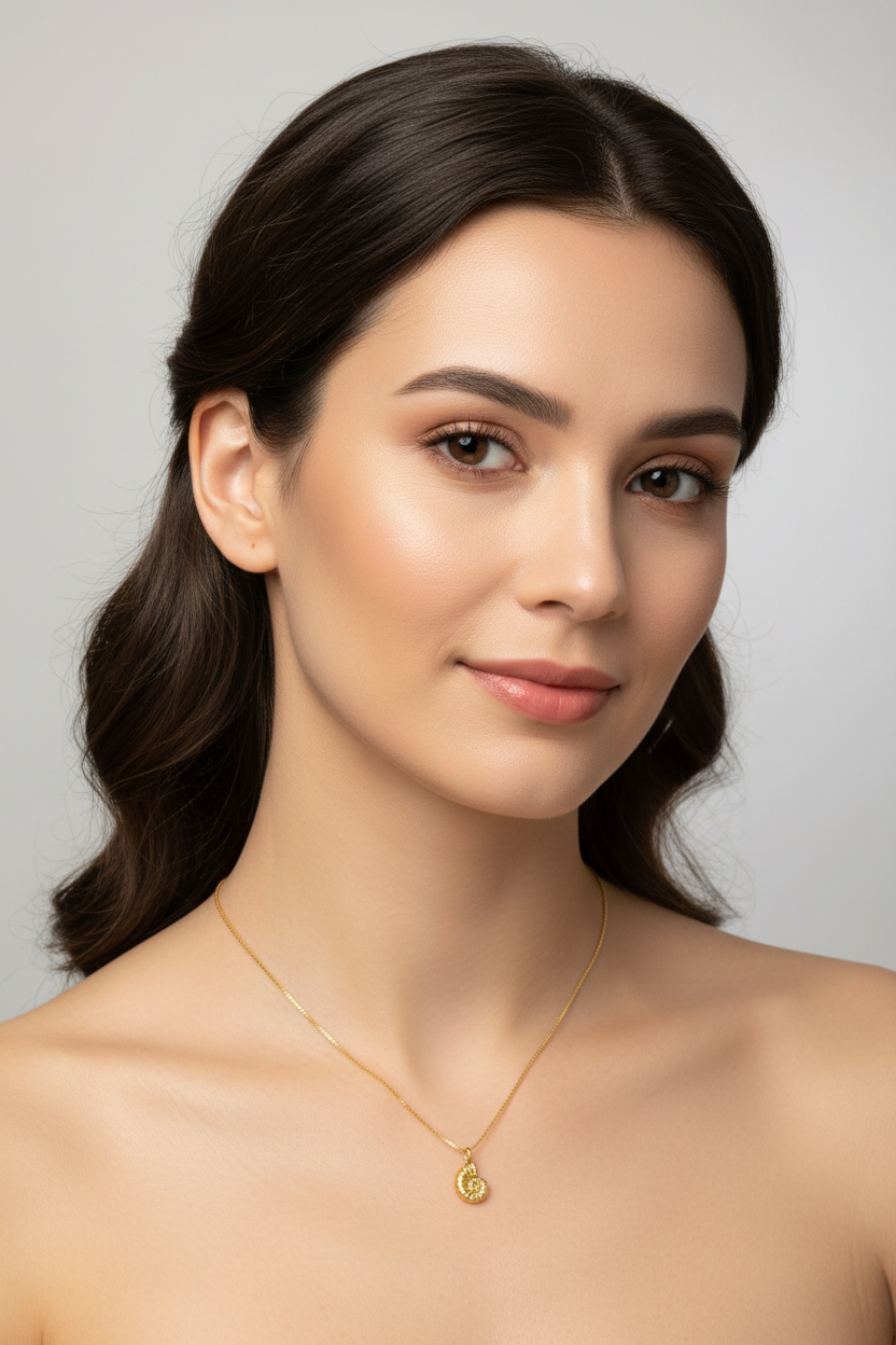 Adjustable Gold Chain W/Small Gold Seashell Necklace