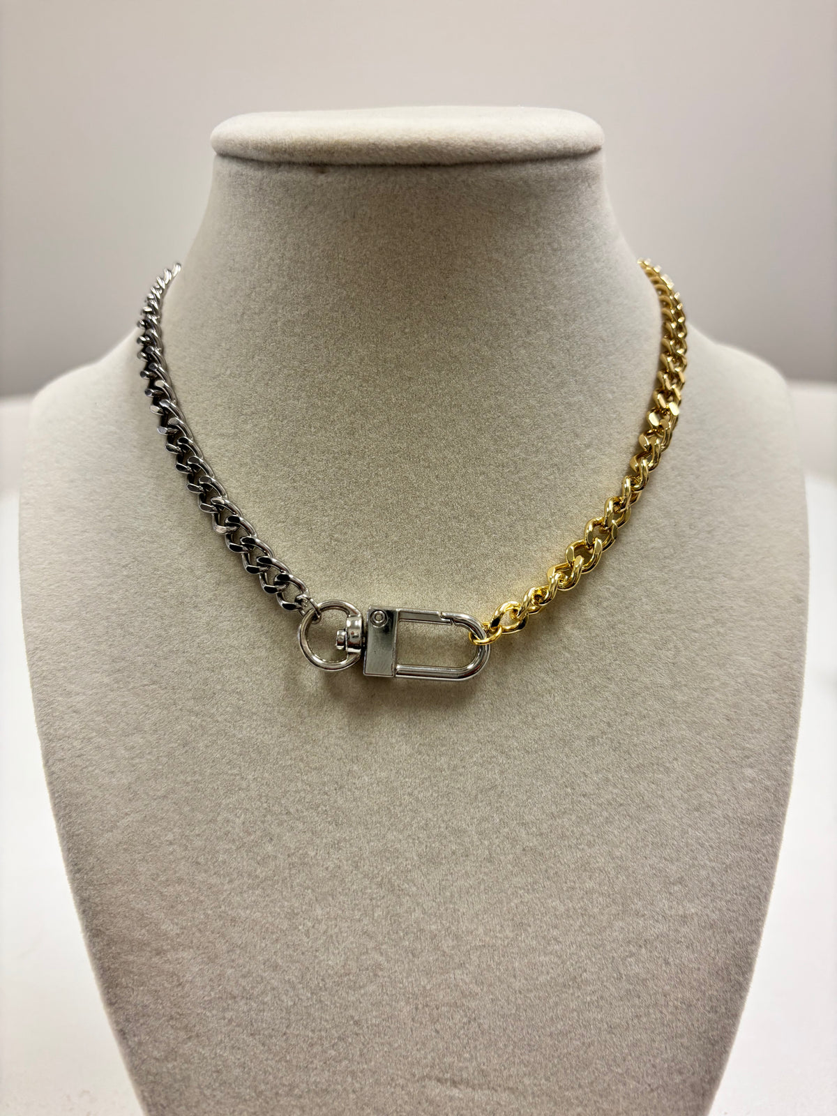 Silver & Gold Chain W/Claw Claps Necklace