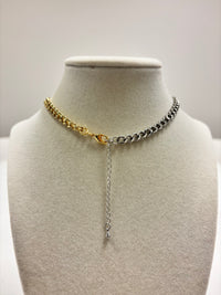 Silver & Gold Chain W/Claw Claps Necklace
