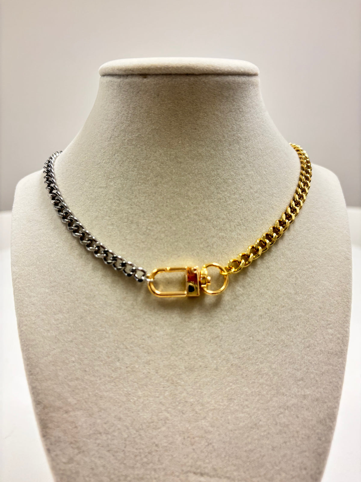 Silver & Gold Chain W/Claw Claps Necklace