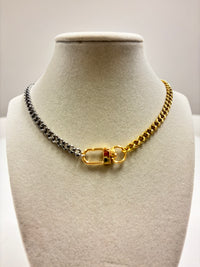Silver & Gold Chain W/Claw Claps Necklace