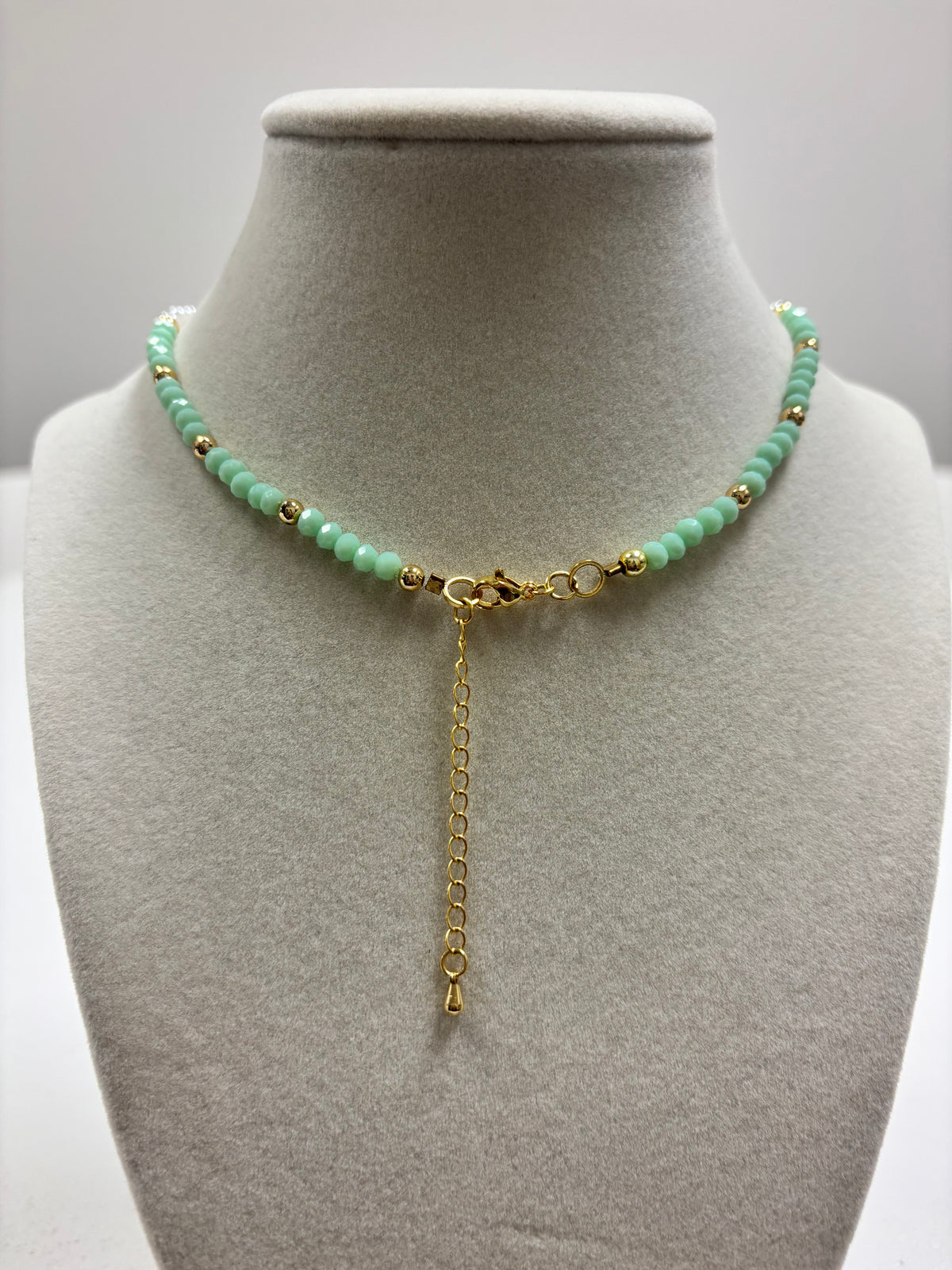 Mini Pearls & Mint Green Beads W/Turtle-Heart-Helm-Seahorse Charms Necklace