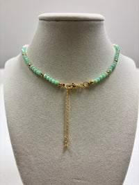 Mini Pearls & Mint Green Beads W/Turtle-Heart-Helm-Seahorse Charms Necklace