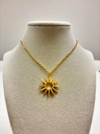 Gold Chain W/Gold Sun Pendant Necklace